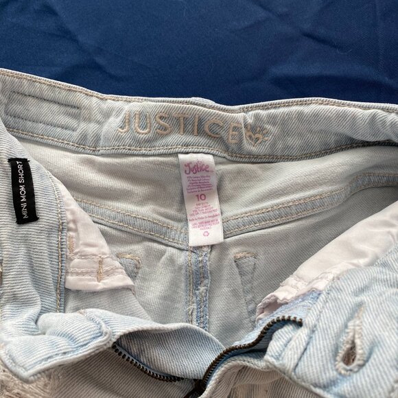 Girls Justice Distressed Lace Denim Jean Shorts mini mom shorts Size 10 Youth - Picture 6 of 6